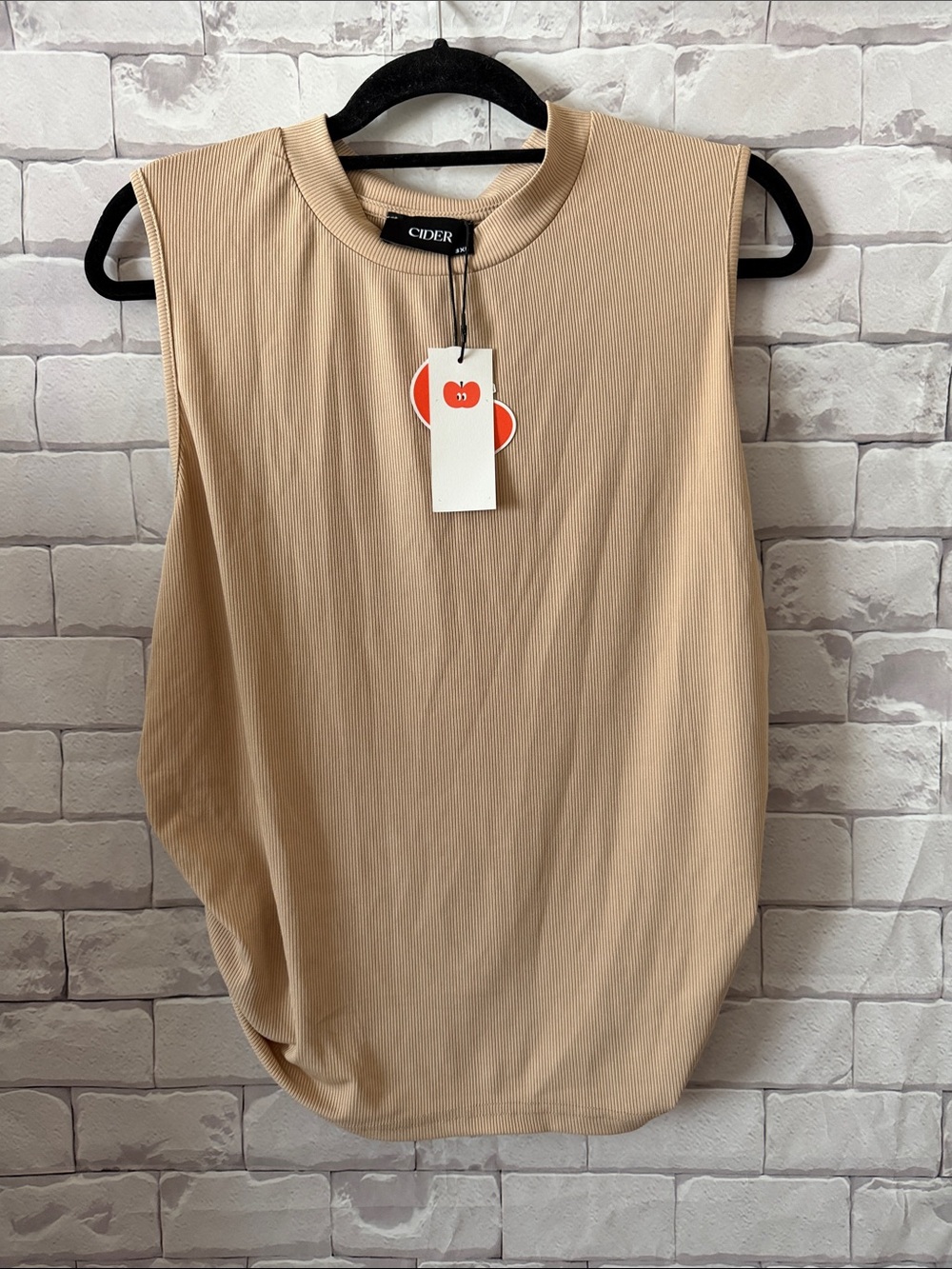 Cider Ribbed Sleeveless Tank Top in Tan